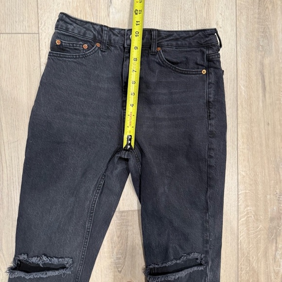 ASOS Topshop Women’s Straight-Leg High-Rise Ripped Black Denim Stretch Jeans 30 - Picture 6 of 8